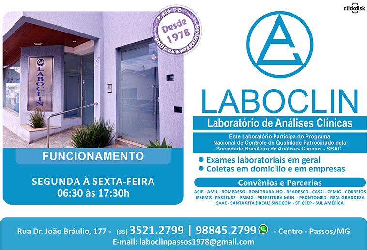 Banner LABOCLIN LABORATÓRIO DE ANÁLISES CLÍNICAS